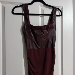 ASOS brown leather corset dress